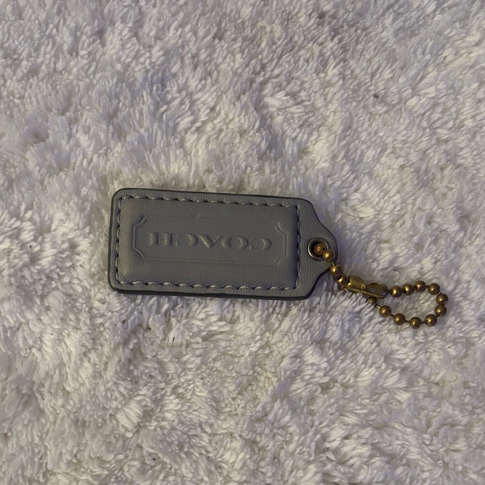 Coach Light Gray Keychain with Gold Chain - Picture 1 of 1